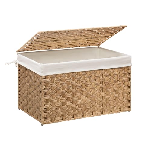 Large Wicker Storage Basket with Lid