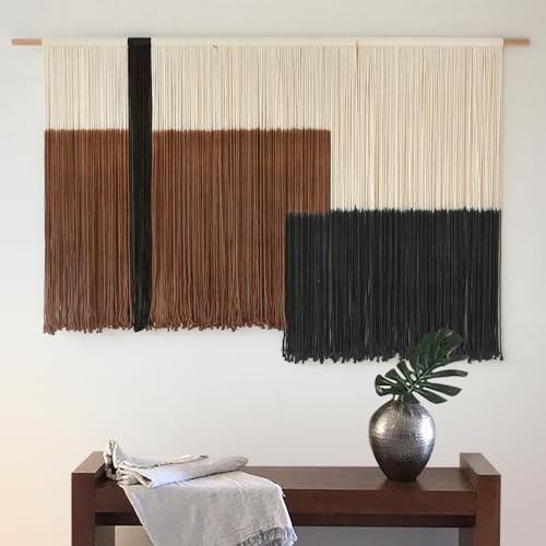 Macrame Wall Hanging Large Dip Dyed Brown Boho Fiber Art Decor 57"W*35"L