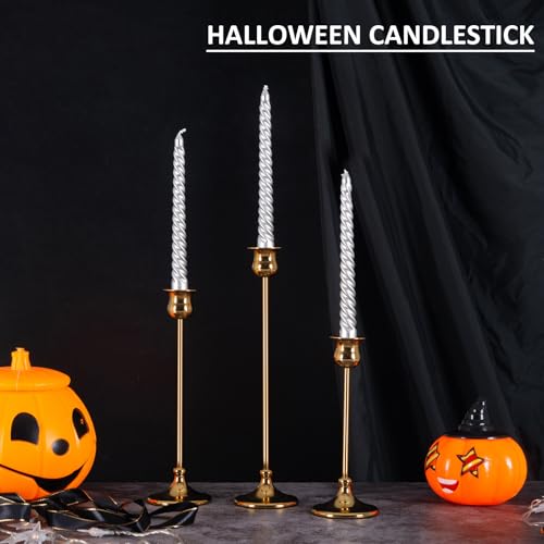 Taper Candle Holder Tall Vintage Metal Candlestick Holders Candle Stick Candelabra for Halloween Thanksgiving Christmas Holiday Wedding (3 Count)