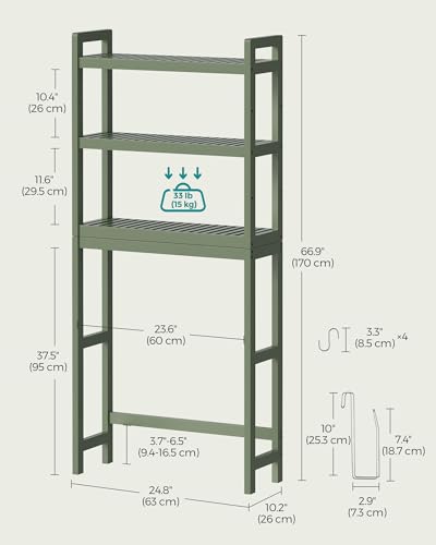 3 Tier Bamboo Over The Toilet Storage (3 Count)