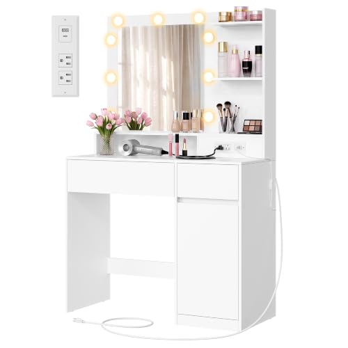 31.5 Inch Vanity Desk with Mirror and Lights