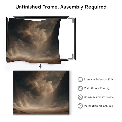 36"x46" Extra Large Framed Wall Art Dramatic Canyon Storm Cloudscape Illustration for Home Living Room Bedroom Decor