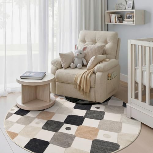 Round Kids Rug 5ft Washable Playroom Colorful Play Mat Marble (19.63 Sq Ft)