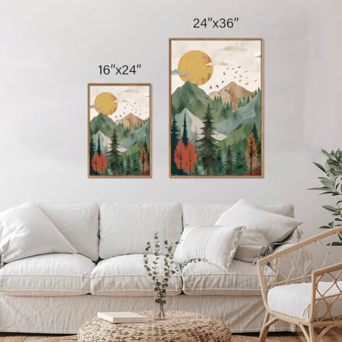 Boho Mountain Framed Canvas Wall Art