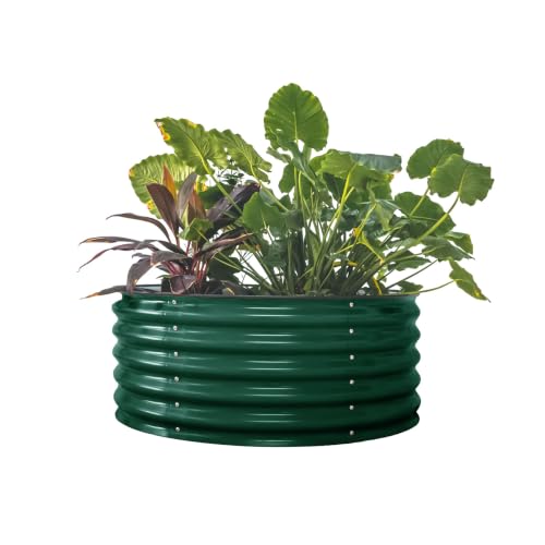 17" Tall 42" Round Raised Garden Bed Metal Raised Bed Planter Box for Vegetables Flowers Patio