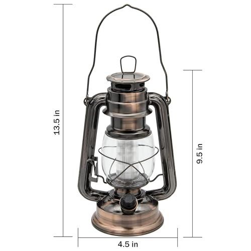 LED Vintage Lantern Metal Hanging Hurricane 12 LED Dimmer Switch Warm White Battery Operated Lantern Power Outage Indoor Camping Lighting Outdoor Brooklyn Decoration