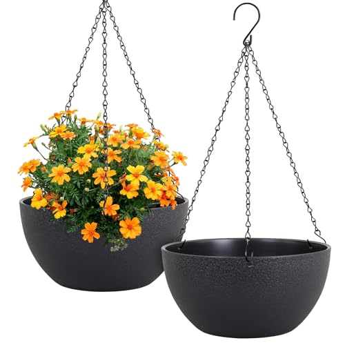 12 inch Large Hanging Planters for Indoor Outdoor Plants (2 Count)