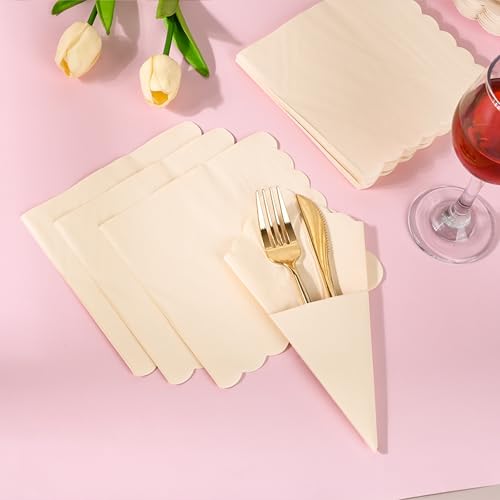 150 Pcs Ivory Paper Plates and Napkins (150 Count)