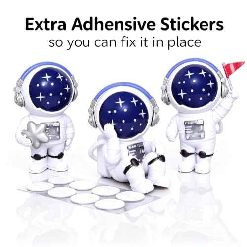 Starry Blue Astronaut Figurines Statue Set of 3 (3 Count)