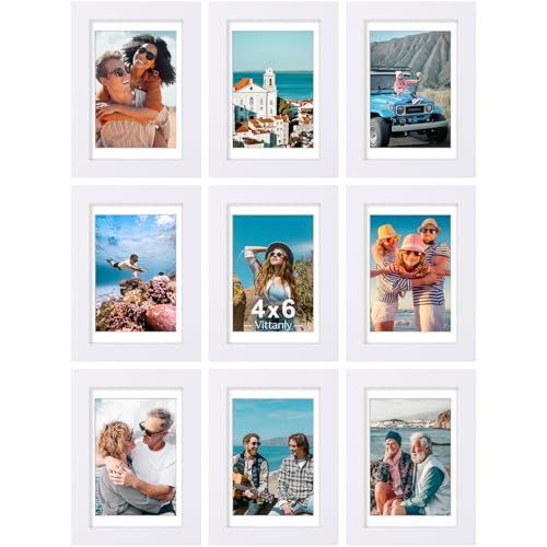 4x6 Picture Frames Set of 9 for Wall or Tabletop Display (9 Count)