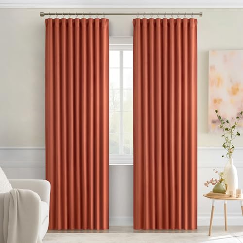 Fall Burnt Orange Back Tab Blackout Curtains 52"x90" Length 2 Panels (2 Count)