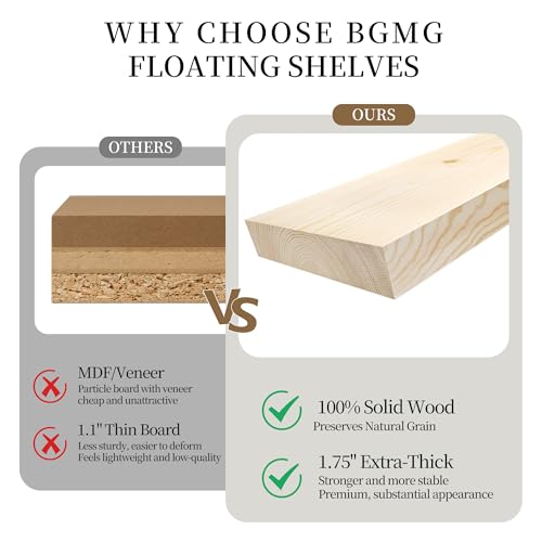 Wood Floating Shelves for Wall 54 inch Set of 2