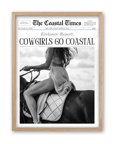 8x10in Cowgirls Go Coastal Framed Newspaper Wall Art