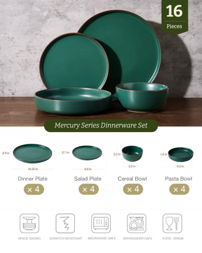Mercury 16 Piece Stoneware Plates and Bowls