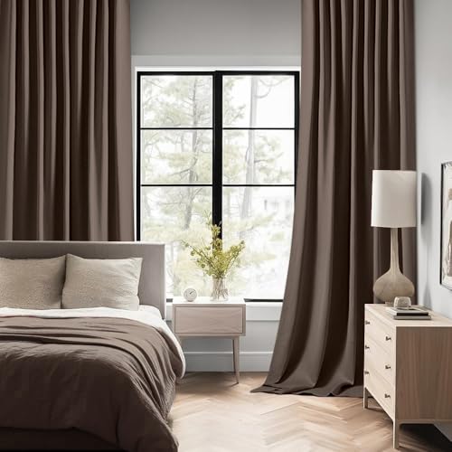 Chocolate Brown Back Tab Blackout Curtains 52x90 Inch Long 2 Panels (2 Count)