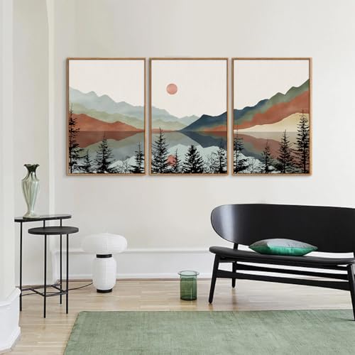 Boho Mountain Framed Canvas Wall Art Set (3 Count)