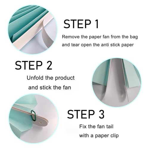 Light Blue Party Decorations Baby Blue Hanging Paper Fans DIY Set 8in
