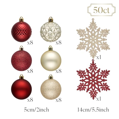 50ct Christmas Tree Decorations Ball Ornaments 2 Inches (50 Count)