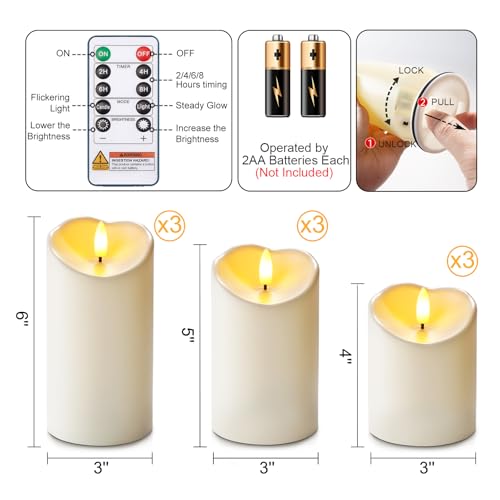 9Pack Outdoor Waterproof Flameless Candles (9 Count)