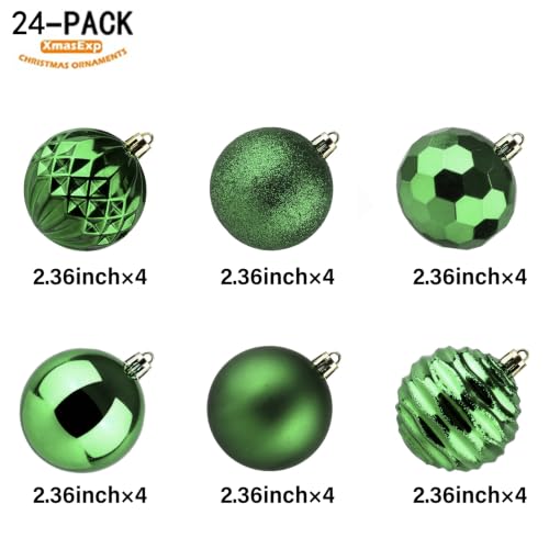 24ct Christmas Ball Ornaments Shatterproof Christmas Ornaments Set Decorations for Xmas Tree Balls 60mm2.36 (24 Count)