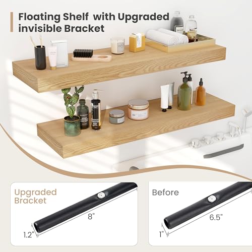 12 x 12 Deep Floating Shelves Wall Mounted Set of 2 Oak (2 Count)