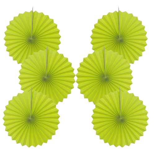 Green Graduation Party Decor 16inch Hanging Paper Fan Set DIY 6Pcs (6 Count)