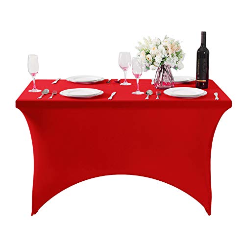 2Pack Spandex Table Cover for 4FT or 6ft or 8ft Table Universal Fitted Stretch Tablecloth for Party (2 Count)
