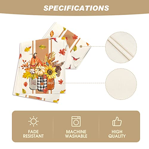 Thankful Fall Pumpkin Leaves Floral Vases Table Runner