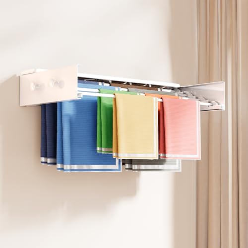 Wall Mounted Drying Rack with 4 Hooks and Shelf