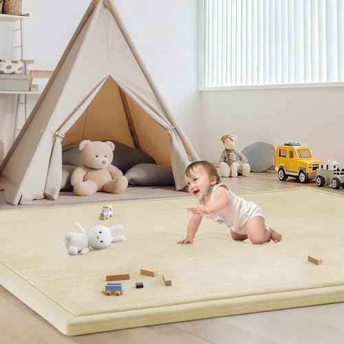 Baby Play Mat for Floor Nursery Rug Muscle Mat Area Rug Playroom Rug 79"x158" Playpen Mat Elastic Foam 1.3" Thick Crawling Mat for Babies