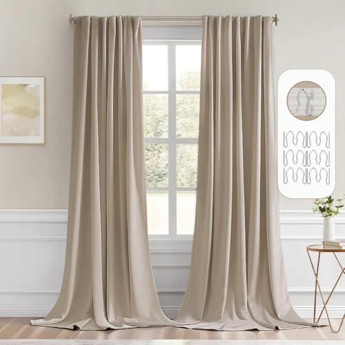 Taupe Back Tab Blackout Curtains 52x120 Inch Long 2 Panels Set (2 Count)