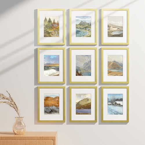 9x12 Picture Frames Set of 9 for Wall or Tabletop Display (9 Count)