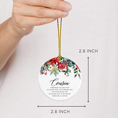 Round Ceramic Porcelain Christmas Tree Ornament Keepsake Gift for Cousins