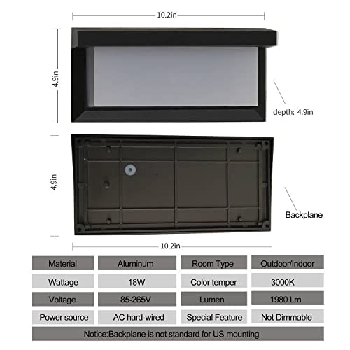 Outdoor Porch Wall Light Modern LED wall Sconces 18W 3000K Wall Mounted wall lamp Aluminum wall Lights fixtures Suitable for Garage