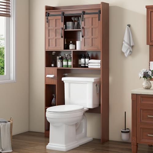Over The Toilet Storage Cabinet with Sliding Doors