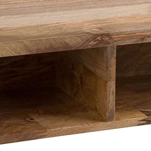 Lockhart 30" Wide Solid Mango Wood Drum Coffee Table in Natural