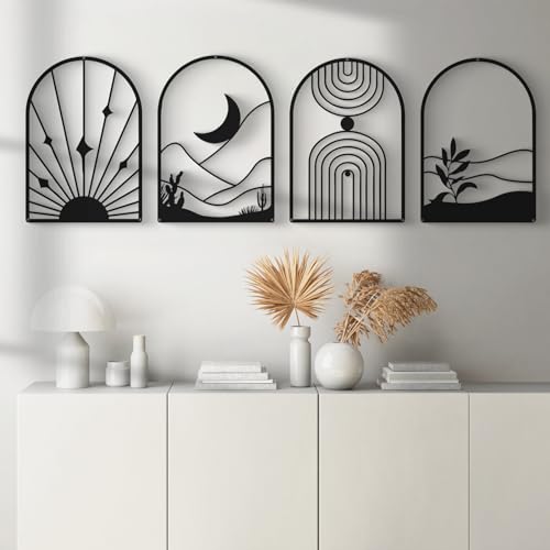 4 Pack Black Abstract Metal Wall Art (4 Count)