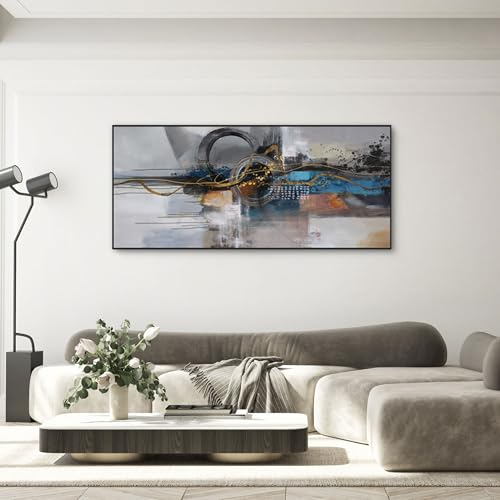 Abstract Wall Art for Men Large Framed Canvas Picture in Greys