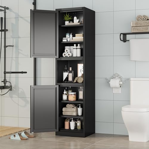 Tall Narrow Storage Cabinet 66.93" H Tall Bathroom Cabinet Metal Pantry Cabinets