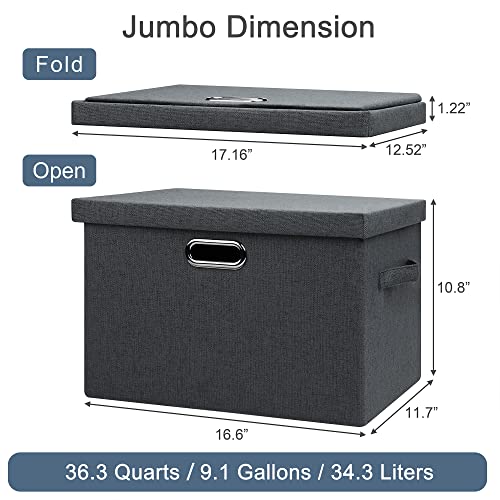 Large 17" 36 Quart Collapsible Stackable Storage Bins with Lids (5 Count)
