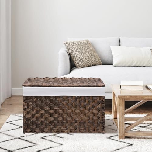 Large Wicker Storage Basket with Lid