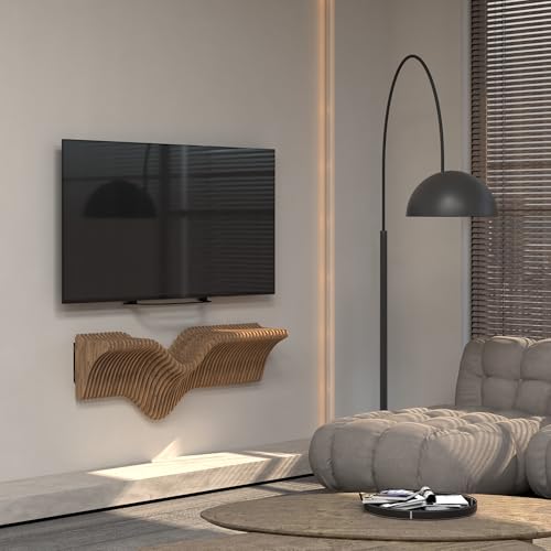 Parametric 40" Floating Shelf Modern Geometric 3D Wavy Wooden Wall Piece