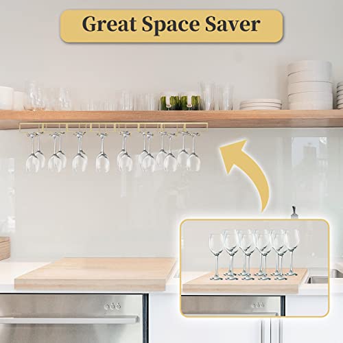 8 Row Wine Glass Rack Under Cabinet Large Capacity