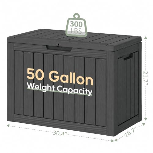 50 Gallon Outdoor Storage Box Waterproof Deck Box for Patio