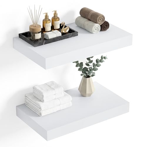 16 x 12 Deep Floating Shelves Wall Mounted Set of 2 White (2 Count)