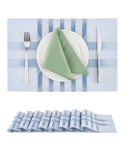 Geometric Print Blue Placemats Set of 8 (2.75 Count)