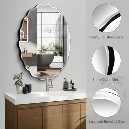 28.4x40 Inch Frameless Oval Wall Mirror for Bathroom Sink