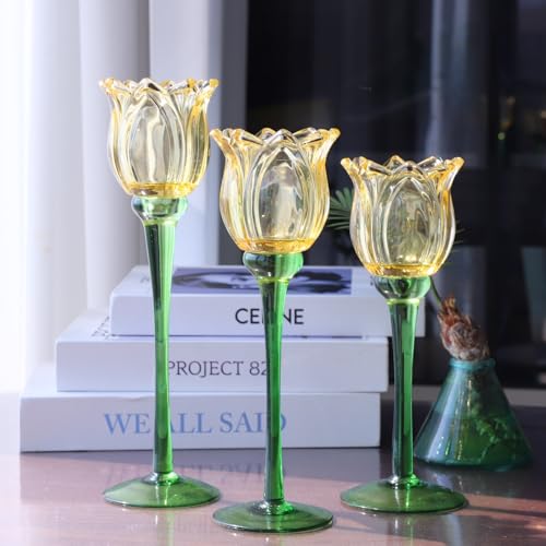 Gold Tulips Candle Holders Set of 3
