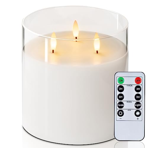 Pure White Large Glass Flameless LED Candle