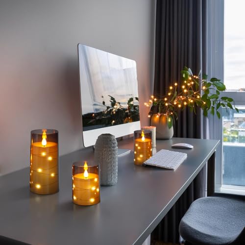 Flickering Flameless Candles Battery Operated Candles LED Candles with Remote Timer for Home (3 Count)